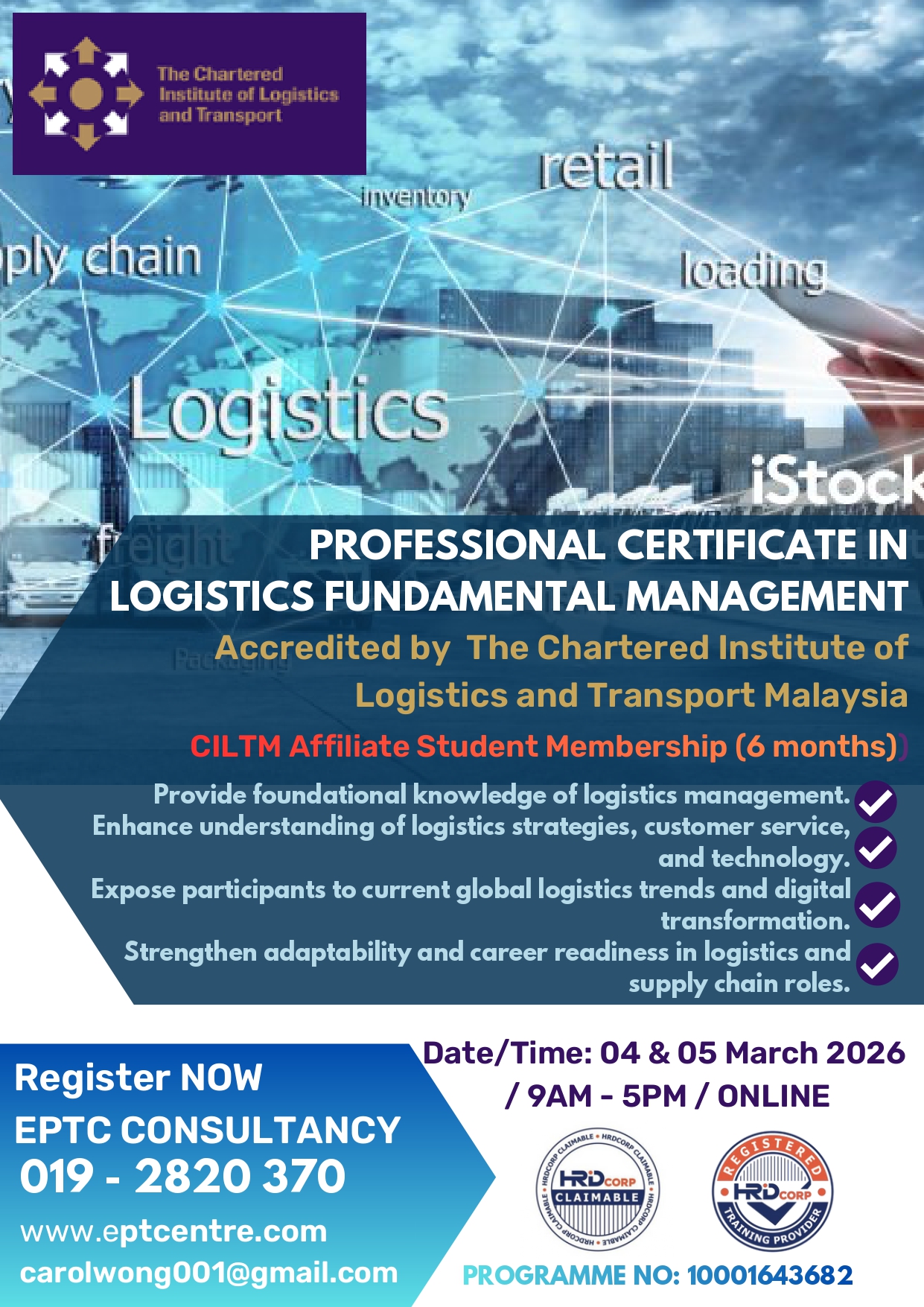 Professional Certificate in Logistics Fundamental Management | 4th – 5th March 2026 | Speaker: Professor Ts. Dr. Veera Pandiyan Kaliani Sundram